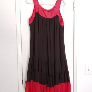 Kaelyn Max 2 Woman Red Brown Sleeveless Ruffle Flowy Mesh Long Dress Size 1X